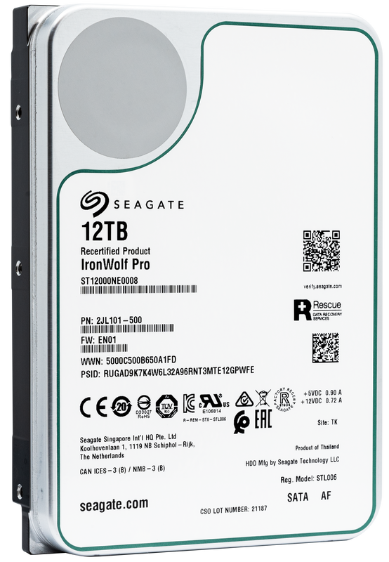 Seagate IronWolf Pro ST12000NE0008 12TB 7.2K RPM SATA 6Gb/s 512e 3.5in Recertified Hard Drive