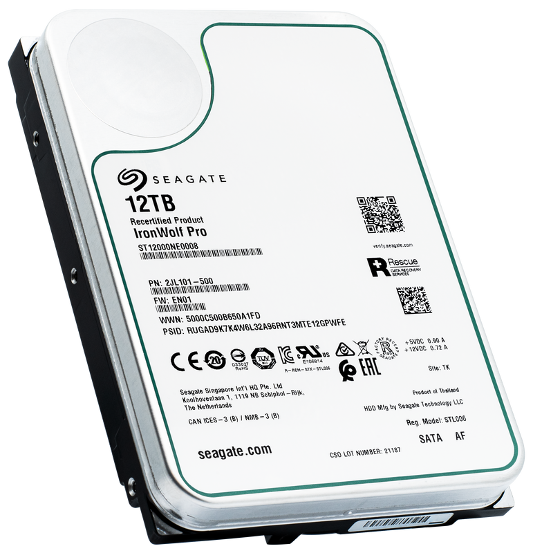 Seagate IronWolf Pro ST12000NE0008 12TB 7.2K RPM SATA 6Gb/s 512e 3.5in Recertified Hard Drive