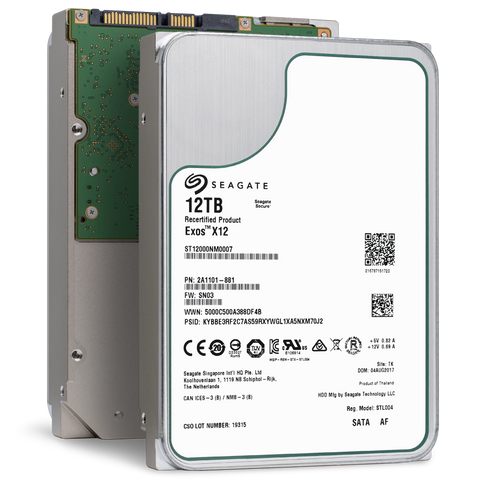 Seagate Exos X12 ST12000NM0007 12TB 7.2K RPM SATA 6Gb/s 512e 256MB 3.5" HDD