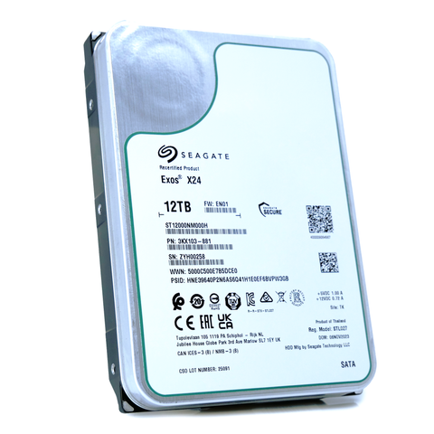 Seagate Exos Exos X24 ST12000NM000H 12TB 7.2K RPM SATA 6Gb/s 3.5in Hard Drive