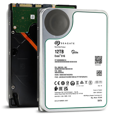 Seagate Exos X16 ST12000NM001G 12TB 7.2K RPM SATA 6Gb/s 512e/4Kn 256MB 3.5" FastFormat HDD