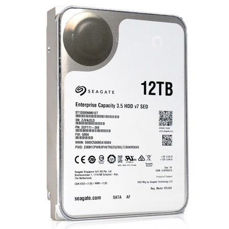 Seagate Enterprise Capacity v7 ST12000NM0127 12TB 7.2K RPM SATA 6Gb/s 512e SED 3.5in Refurbished HDD