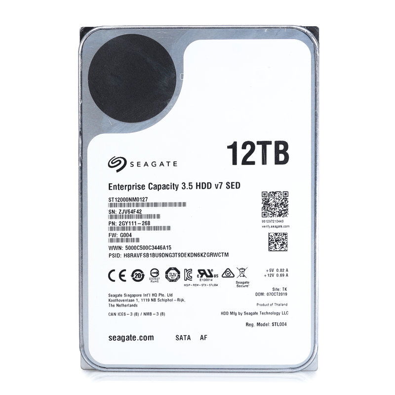 Seagate Enterprise Capacity v7 ST12000NM0127 12TB 7.2K RPM SATA 6Gb/s 512e SED 3.5in Hard Drive