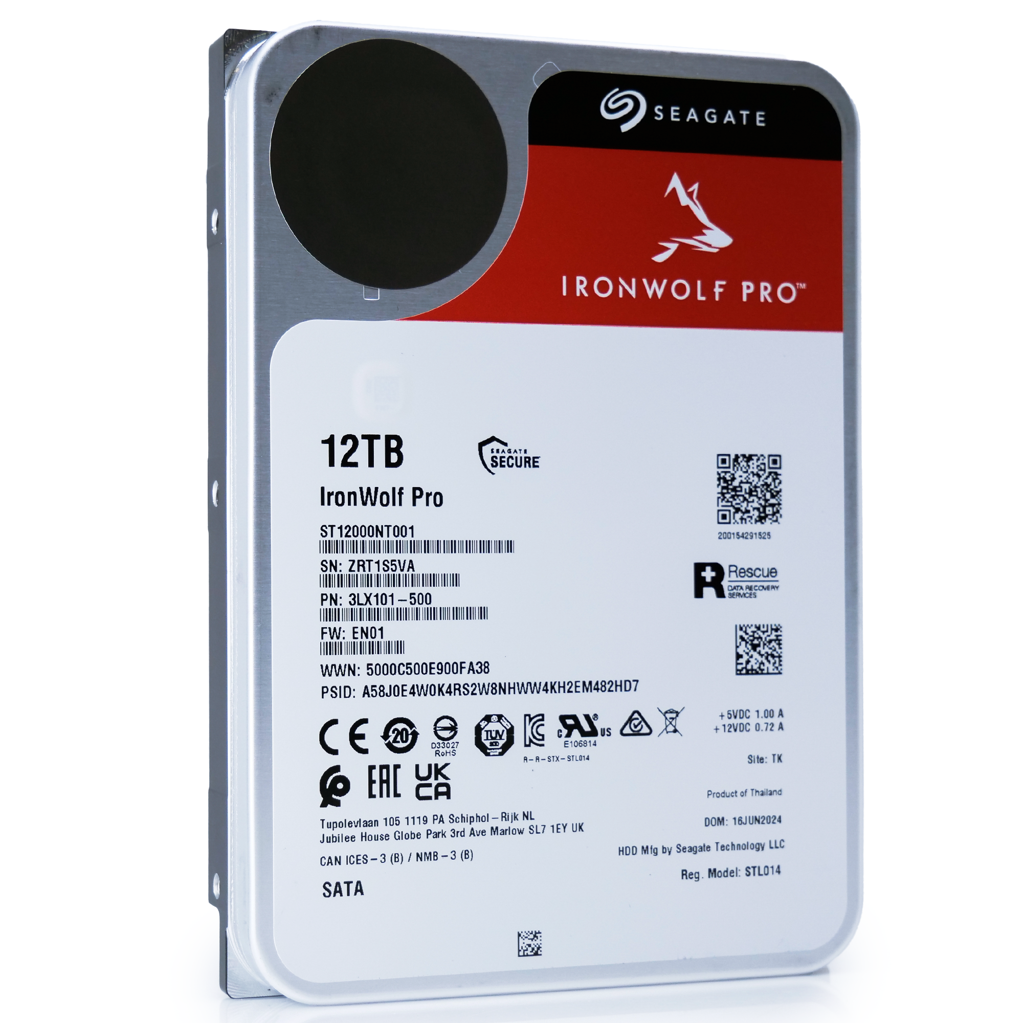 Seagate IronWolf Pro ST12000NT001 12TB 7.2K RPM SATA 6Gb/s 512e 3.5in Hard Drive