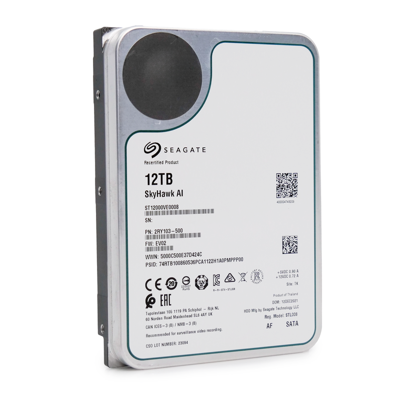 Seagate SkyHawk Surveillance ST12000VE0008 12TB 7.2K RPM SATA 6Gb/s 3.5in Recertified Hard Drive