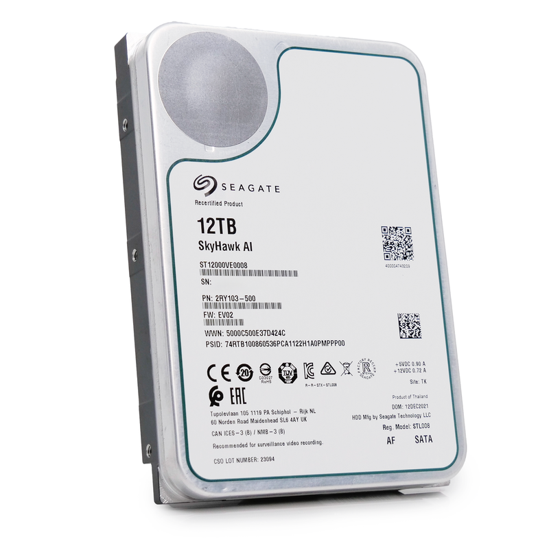 Seagate SkyHawk Surveillance ST12000VE0008 12TB 7.2K RPM SATA 6Gb/s 3.5in Recertified Hard Drive
