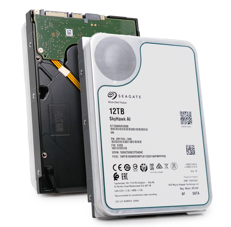 Seagate SkyHawk Surveillance ST12000VE0008 12TB 7.2K RPM SATA 6Gb/s 3.5in Recertified Hard Drive