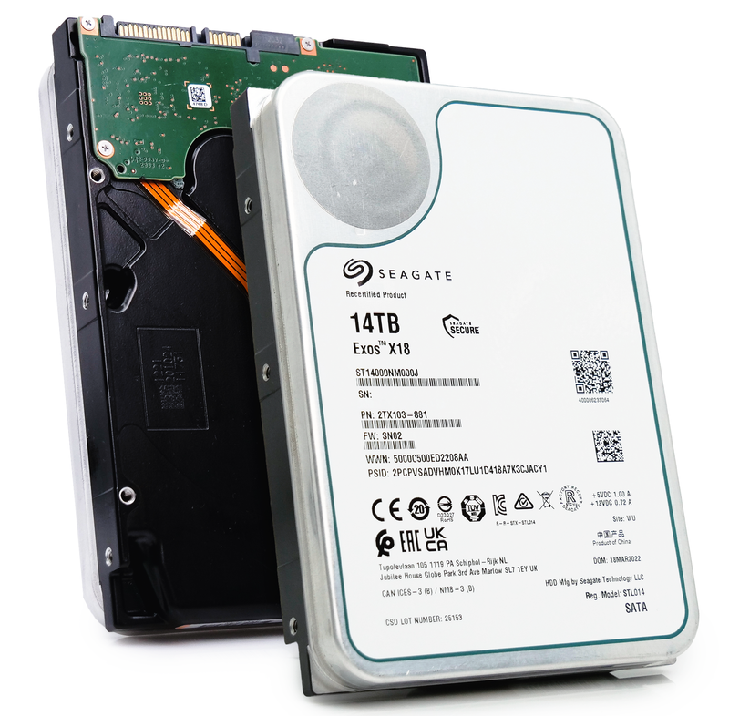 Seagate Exos X18 ST14000NM000J 14TB 7.2K RPM SATA 6Gb/s 3.5in Refurbished HDD