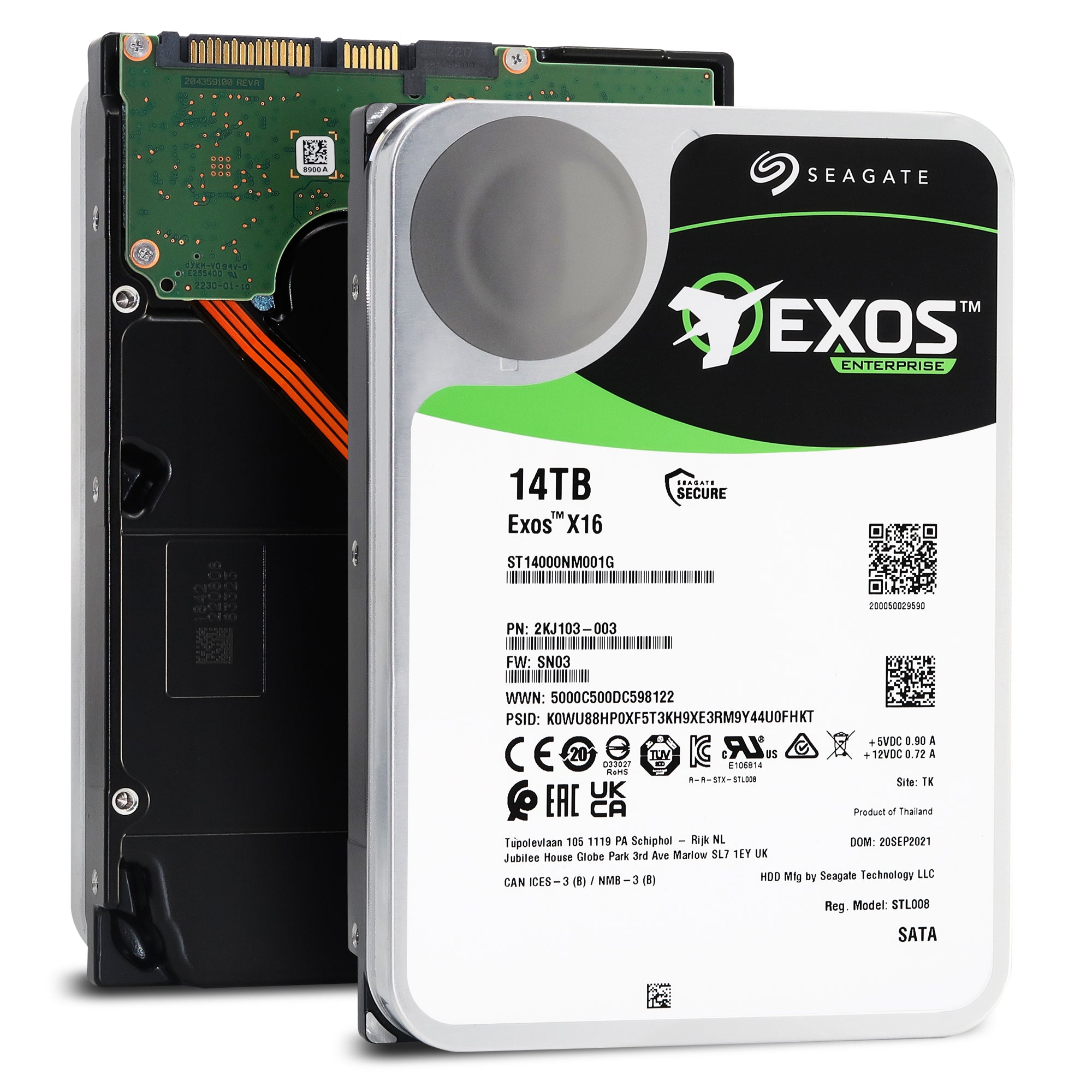 Seagate Exos X16 ST14000NM001G 14TB 7.2K RPM SATA 6Gb/s 512e/4Kn 256MB 3.5  FastFormat Manufacturer Recertified HDD