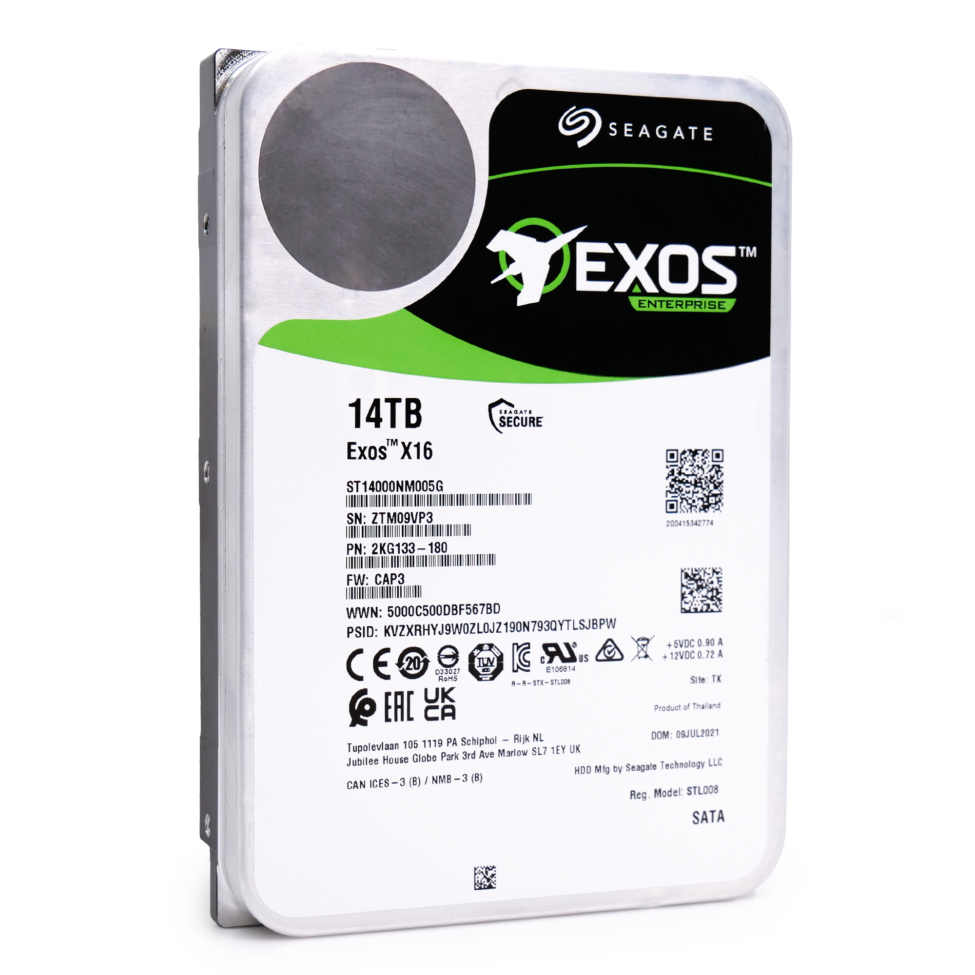 Seagate Exos X16 ST14000NM005G 14TB 7.2K RPM SATA 6Gb/s 512e CMR 3.5in Refurbished HDD