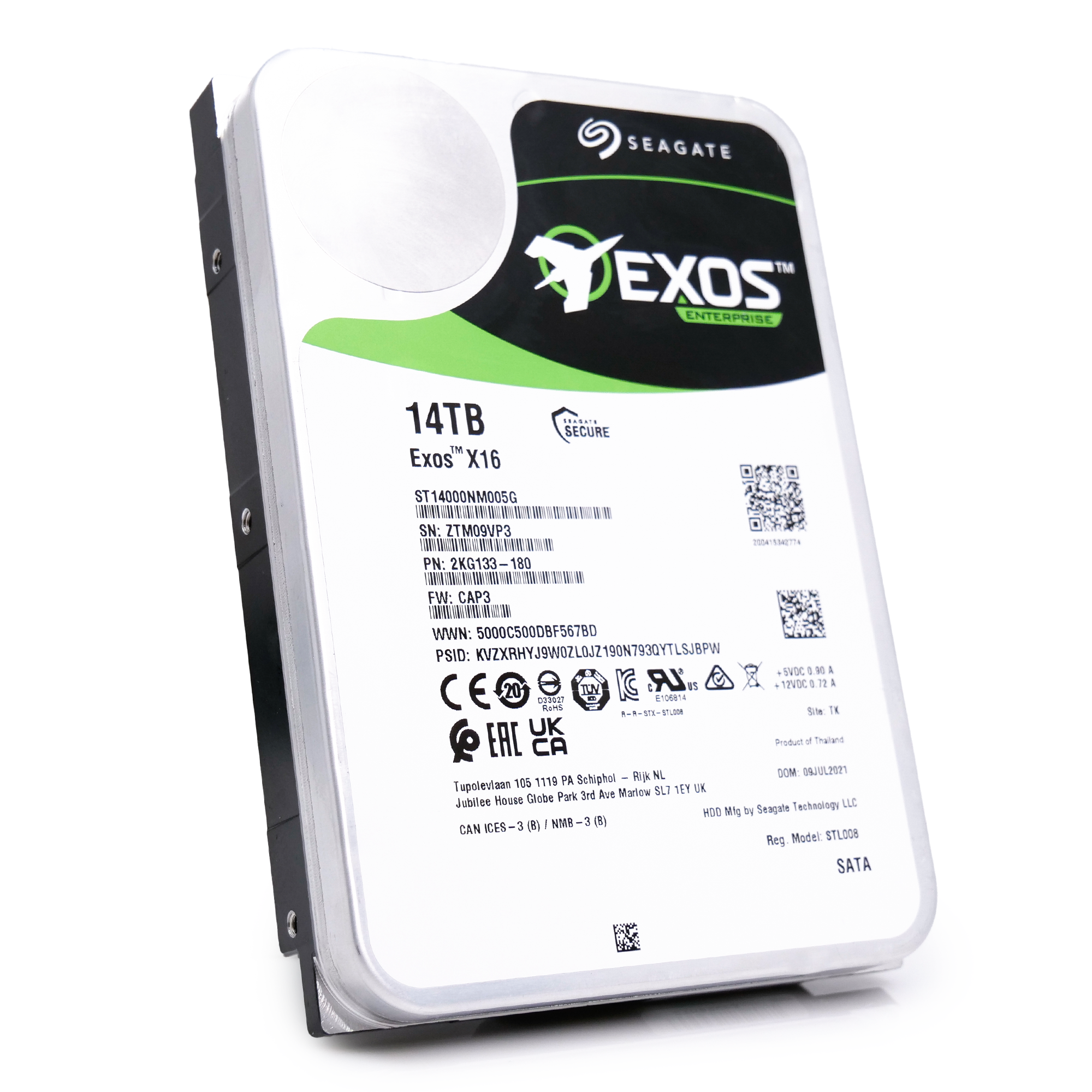 Seagate Exos X16 ST14000NM005G 14TB 7.2K RPM SATA 6Gb/s 512e CMR 3.5in Refurbished HDD