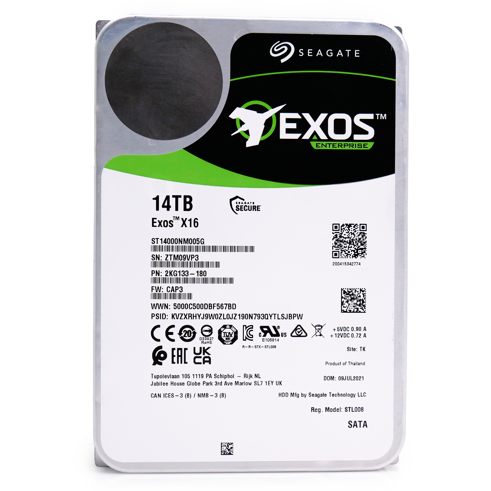 Seagate Exos X16 ST14000NM005G 14TB 7.2K RPM SATA 6Gb/s 512e CMR 3.5in Refurbished HDD