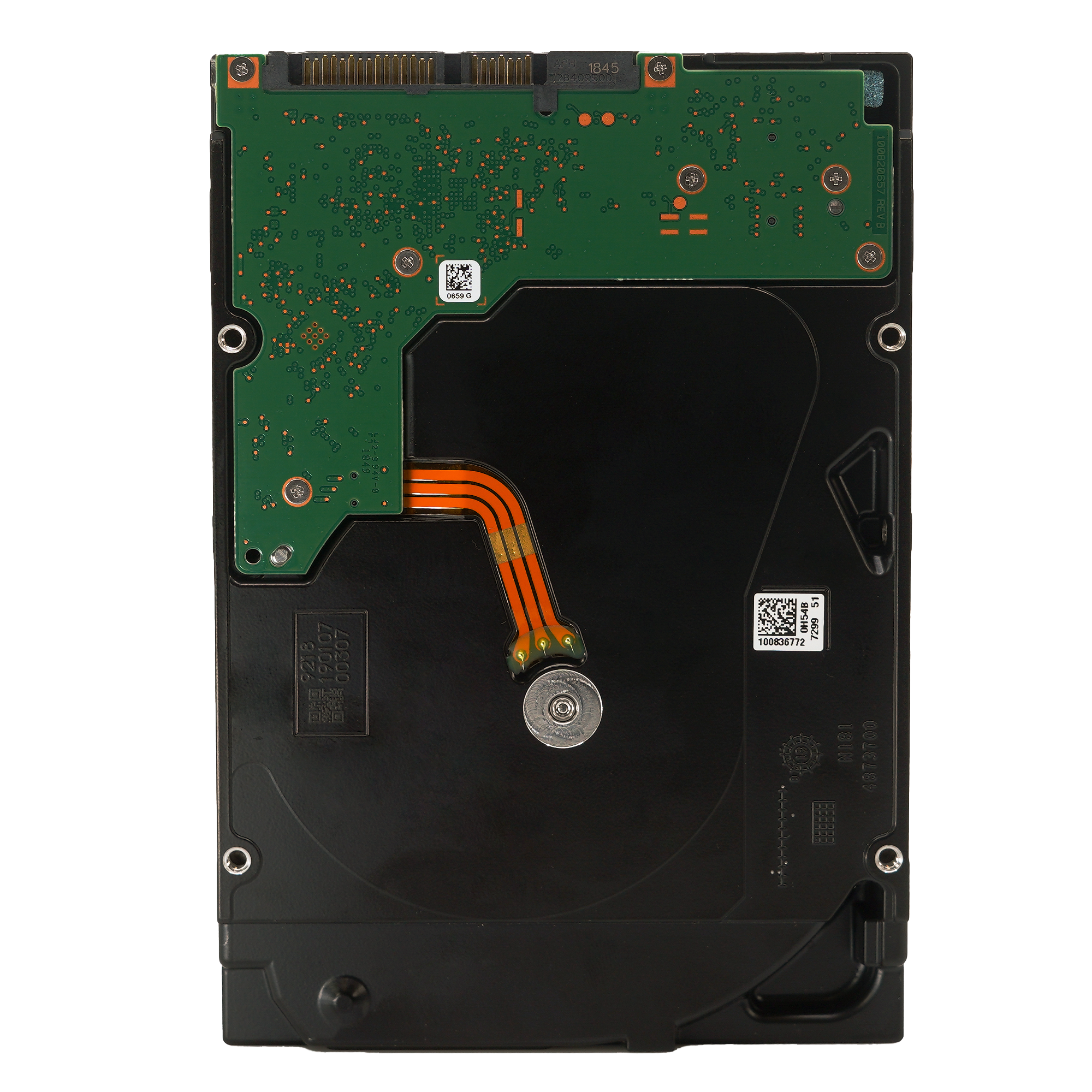 Seagate Exos X14 ST14000NM0398 14TB 7.2K RPM SATA 6Gb/s 512e 3.5in Refurbished HDD - Rear View