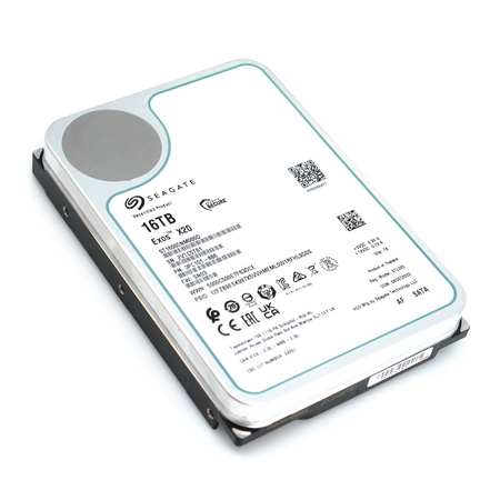 Seagate Exos X20 ST16000NM000D 16TB 7.2K RPM SATA 6Gb/s 512e 3.5in Recertified Hard Drive - Flat View