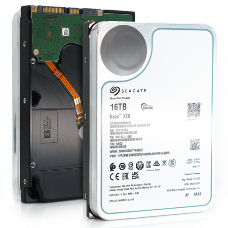 Seagate Exos X20 ST16000NM000D 16TB 7.2K RPM SATA 6Gb/s 512e 3.5in Recertified Hard Drive