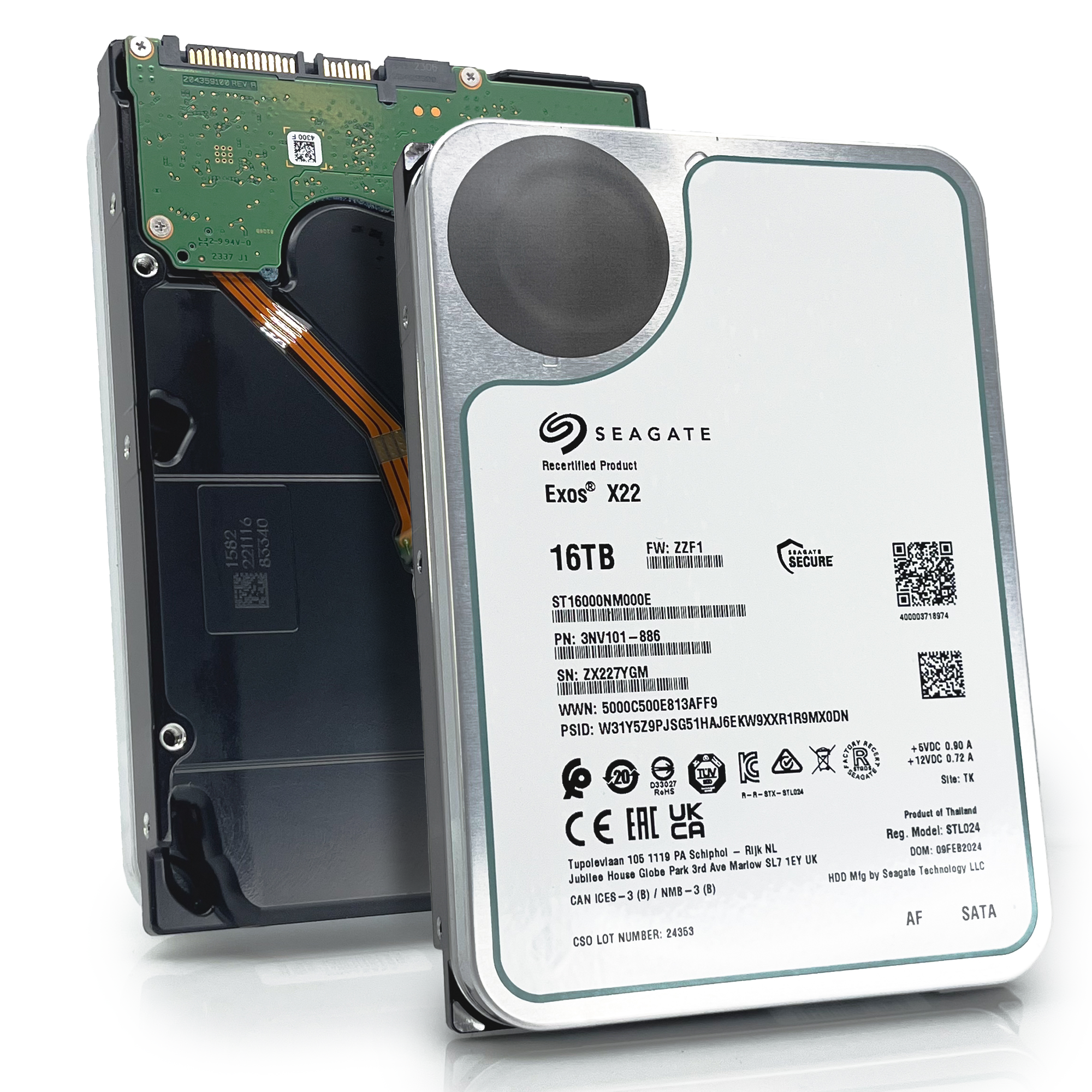 Seagate Exos X22 ST16000NM000E 16TB 7.2K RPM SATA 6Gb/s 512e FastFormat 3.5in Recertified Hard Drive