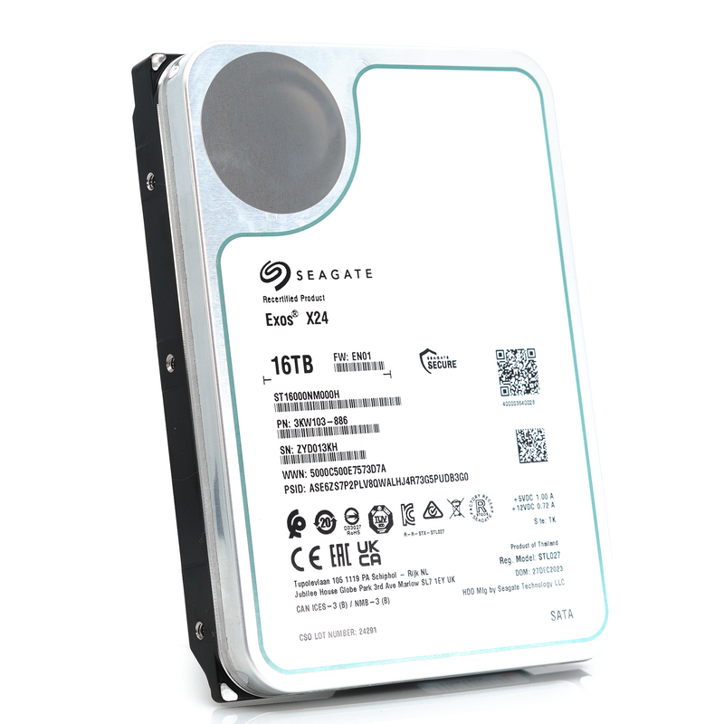 Seagate Exos X24 ST16000NM000H 16TB 7.2K RPM SATA 6Gb/s 512e 3.5in Refurbished HDD