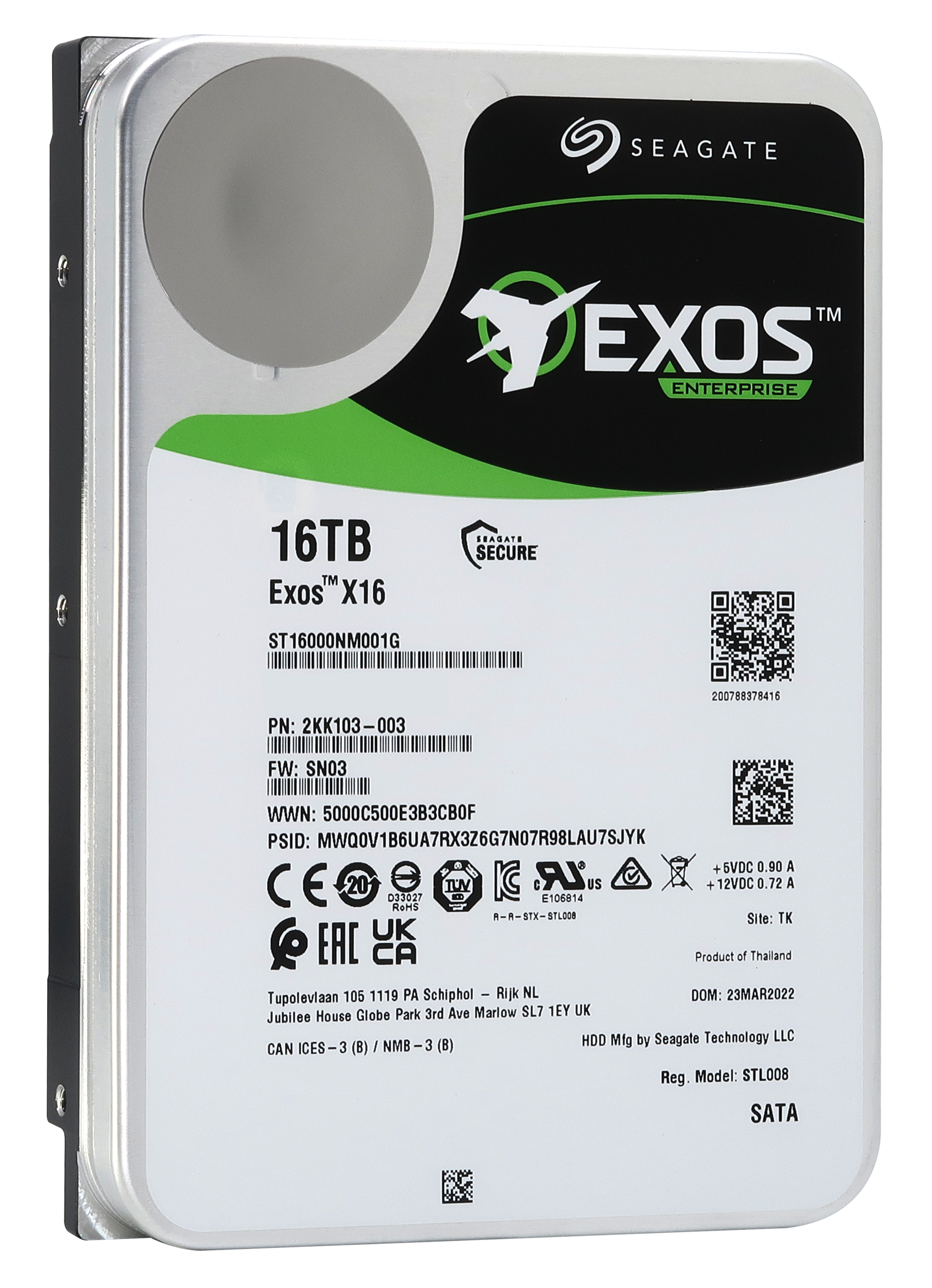 Seagate Exos X16 ST16000NM001G 16TB 7.2K RPM SATA 6Gb/s 512e/4Kn 256MB 3.5" FastFormat HDD