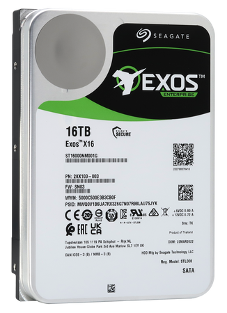 Seagate Exos X16 ST16000NM001G 16TB 7.2K RPM SATA 6Gb/s 512e/4Kn 256MB 3.5" FastFormat HDD