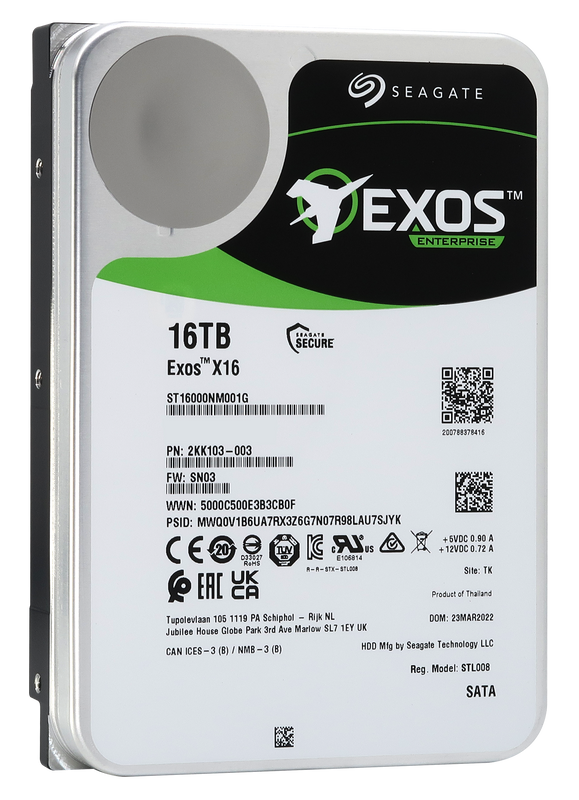 Seagate Exos X16 ST16000NM001G 16TB 7.2K RPM SATA 6Gb/s 512e/4Kn 256MB 3.5" FastFormat HDD