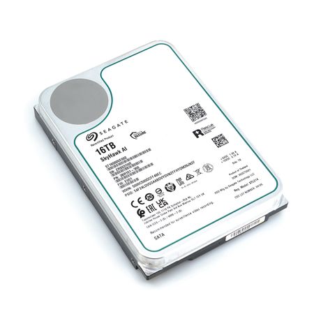 Seagate SkyHawk AI ST16000VE002 16TB 7.2K RPM SATA 6Gb/s 3.5in Recertified Hard Drive - Flat View