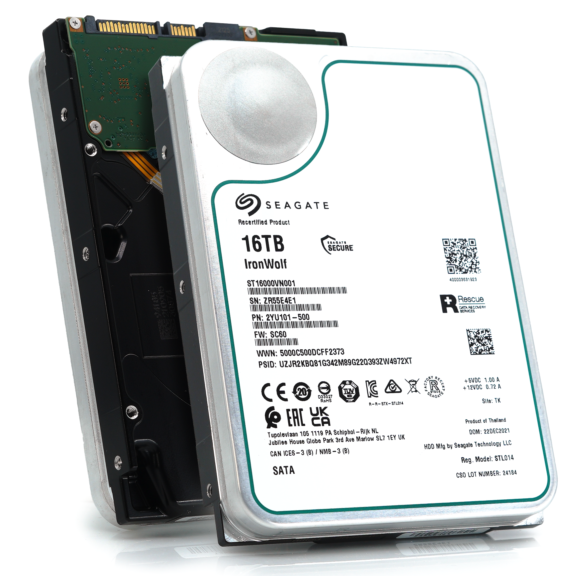 Seagate IronWolf ST16000VN001 16TB 7.2K RPM SATA 6Gb/s 256MB 3.5" NAS Manufacturer Recertified HDD