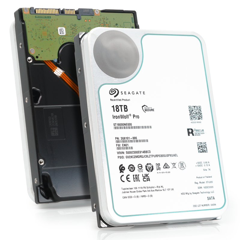 Seagate IronWolf Pro ST18000NE000 18TB 7.2K RPM SATA 6Gb/s 512e 3.5in Refurbished HDD
