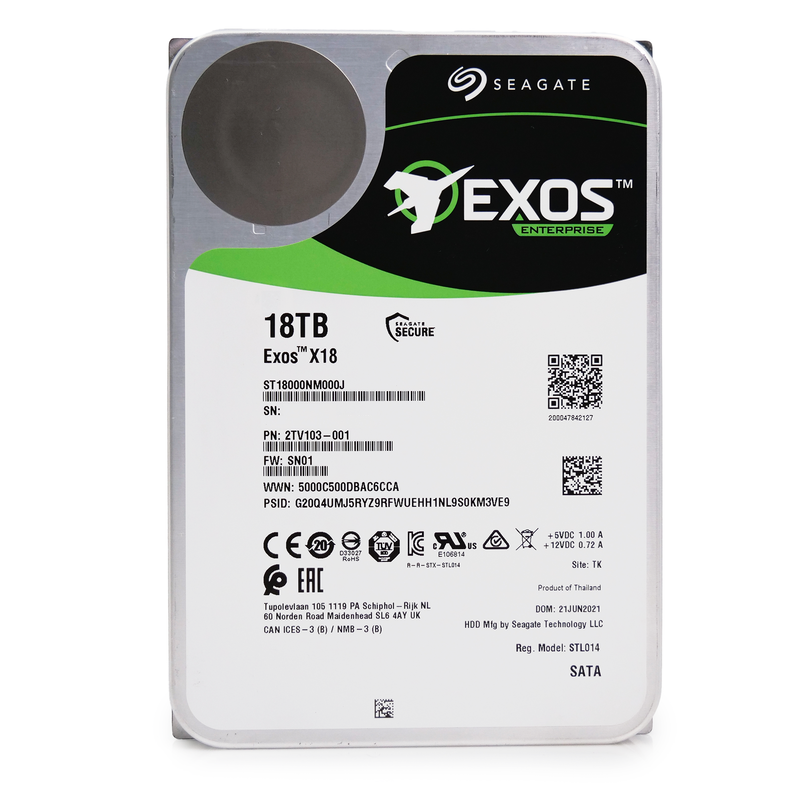 Seagate Exos X18 ST18000NM000J 18TB 7.2K RPM SATA 6Gb/s 512e/4Kn 256MB 3.5" FastFormat HDD