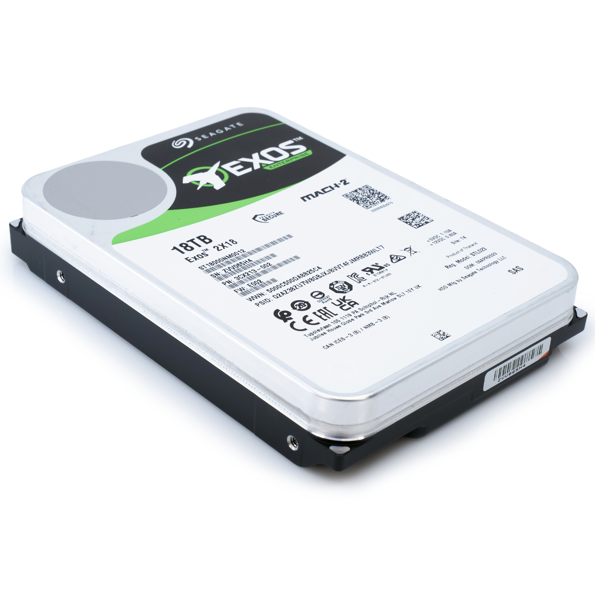 Seagate Exos 2X18 ST18000NM0012 18TB 7.2K RPM SAS 12Gb/s 512e SED Dual Actuator 3.5in Hard Drive flat