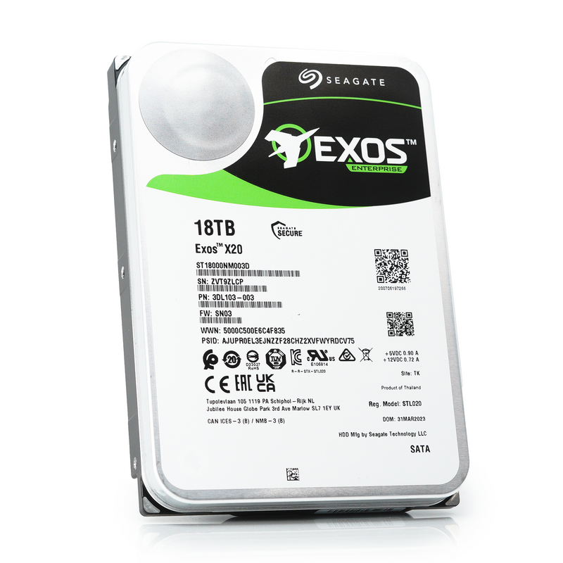 Seagate Exos X20 ST18000NM003D 18TB 7.2K RPM SATA 6Gb/s 3.5in Hard Drive