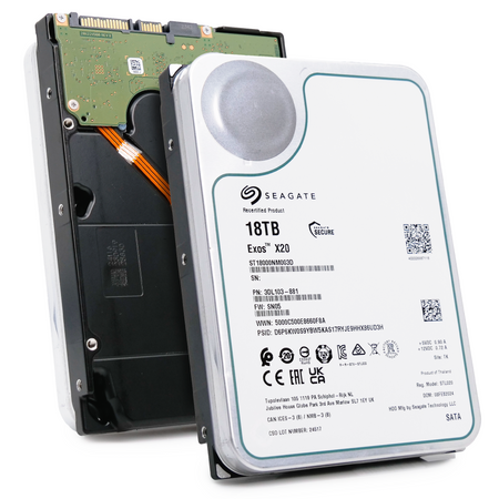 Seagate Exos X20 ST18000NM003D 18TB 7.2K RPM SATA 6Gb/s 3.5in Recertified Hard Drive