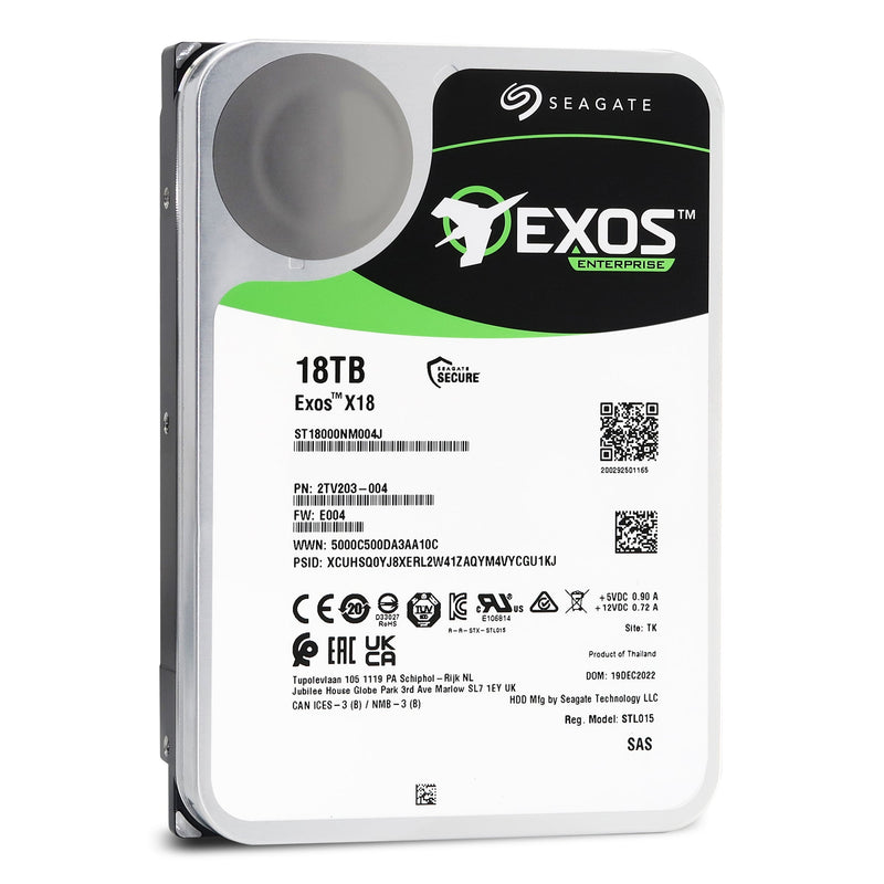 Seagate Exos X18 ST18000NM004J 18TB 7.2K RPM SAS 512e 12Gb/s 3.5in Refurbished HDD