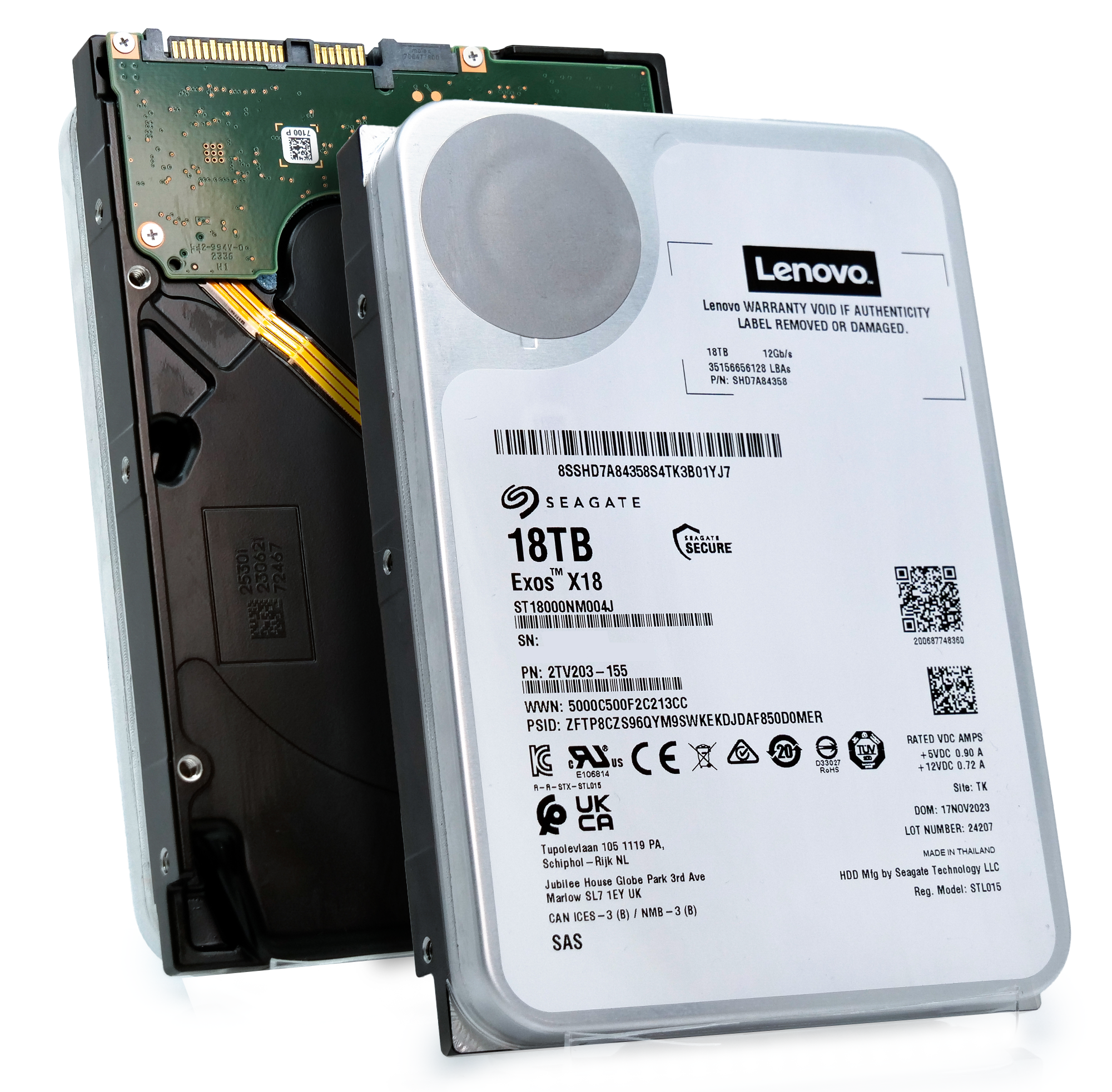 Seagate/Lenovo Exos X18 ST18000NM004J SHD7A84358 18TB 7.2K RPM SAS 12Gb/s 512e CMR 3.5in Hard Drive