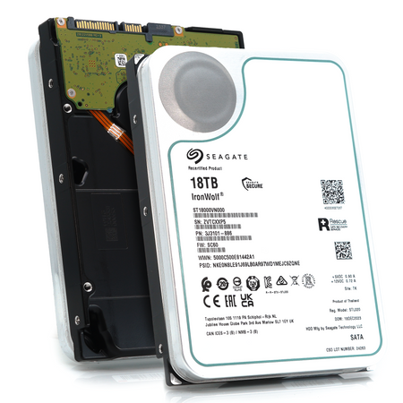 Seagate IronWolf ST18000VN000 18TB 7.2K RPM SATA 6Gb/s 512e CMR NAS 3.5in Recertified Hard Drive