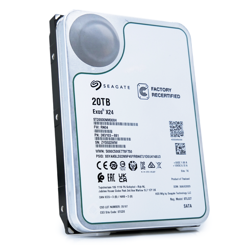 Seagate Exos X24 ST20000NM000H 20TB 7.2K RPM SATA 6Gb/s 512e 3.5in Hard Drive