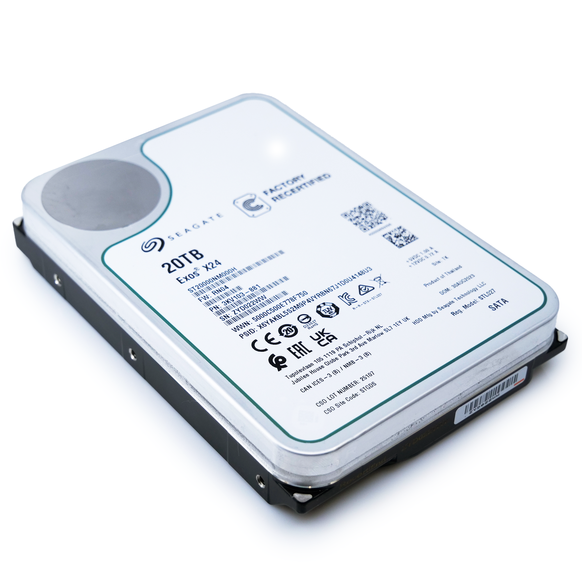 Seagate Exos X24 ST20000NM000H 20TB 7.2K RPM SATA 6Gb/s 512e 3.5in Recertified Hard Drive