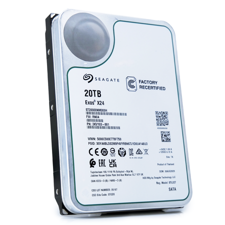 Seagate Exos X24 ST20000NM000H 20TB 7.2K RPM SATA 6Gb/s 512e 3.5in Recertified Hard Drive