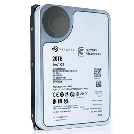 Seagate Exos X24 ST20000NM000H 20TB 7.2K RPM SATA 6Gb/s 512e 3.5in Recertified Hard Drive