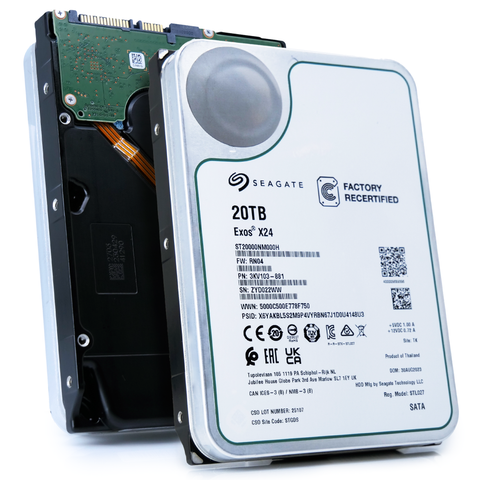 Seagate Exos X24 ST20000NM000H 20TB 7.2K RPM SATA 6Gb/s 512e 3.5in Recertified Hard Drive