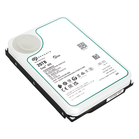 Seagate Exos X20 ST20000NM003D 20TB 7.2K RPM SAS 12Gb/s 512e SED 3.5in Recertified Hard Drive - Flat View