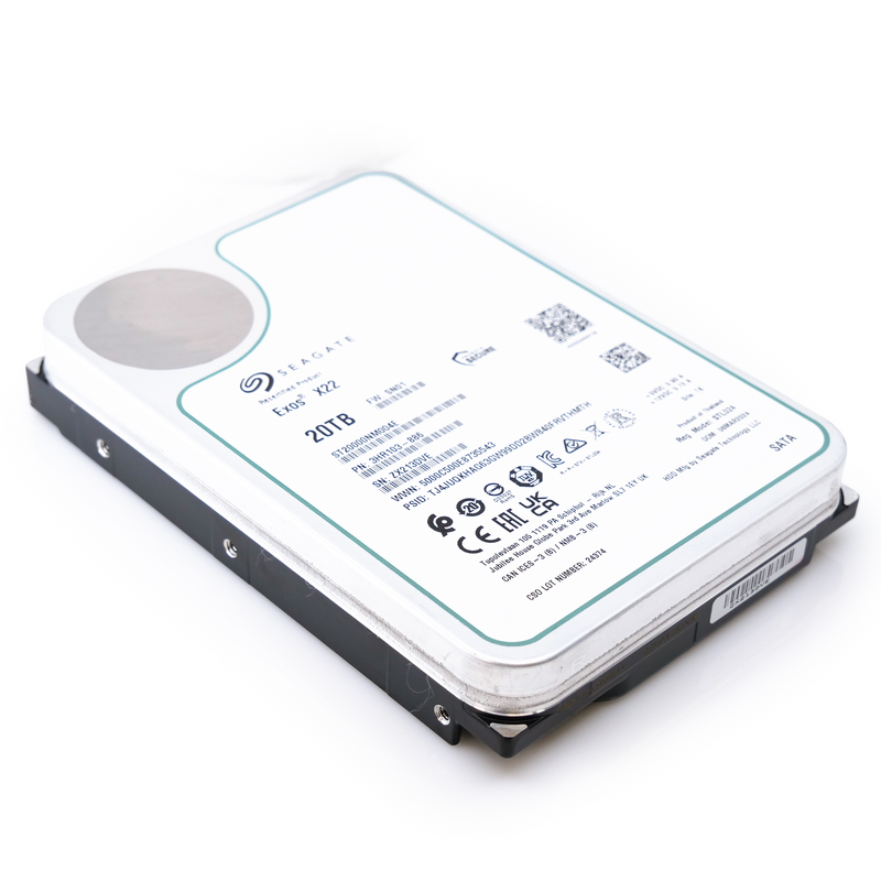 Seagate Exos X22 ST20000NM004E 20TB 7.2K RPM SATA 6Gb/s 512e 3.5in Recertified Hard Drive flat