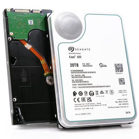 Seagate Exos X22 ST20000NM004E 20TB 7.2K RPM SATA 6Gb/s 512e 3.5in Recertified Hard Drive main