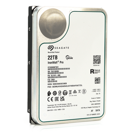 Seagate Ironwolf Pro ST22000NT001 22TB 7.2K RPM SATA 6Gb/s 512e NAS 3.5in Refurbished Hard Disk Drive (HDD)