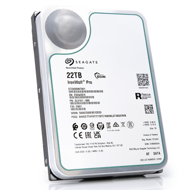 Seagate Ironwolf Pro ST22000NT001 22TB 7.2K RPM SATA 6Gb/s 512e NAS 3.5in Recertified Hard Drive front ang