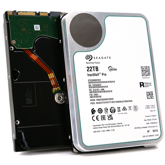 Seagate Ironwolf Pro ST22000NT001 22TB 7.2K RPM SATA 6Gb/s 512e NAS 3.5in Recertified Hard Drive main front