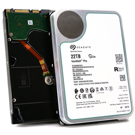 Seagate Ironwolf Pro ST22000NT001 22TB 7.2K RPM SATA 6Gb/s 512e NAS 3.5in Recertified Hard Drive main front