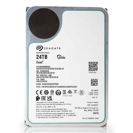 Seagate Exos ST24000NM000C 24TB 7.2K RPM SATA 6Gb/s 512n 3.5in Recertified Hard Drive front drive