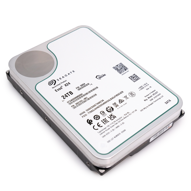 Seagate Exos ST24000NM000H 24TB 7.2K RPM SATA 6Gb/s 512e CMR 3.5in Refurbished HDD