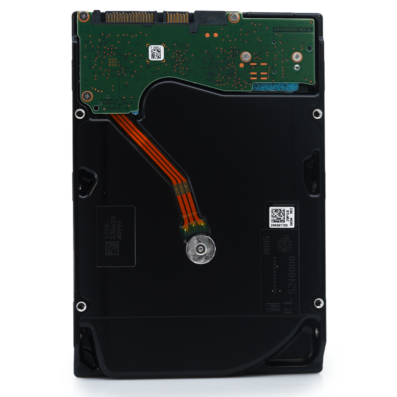 Seagate Exos X24 ST24000NM002H 24TB 7.2K RPM SATA 6Gb/s 512e FastFormat 3.5in Hard Drive back flat.