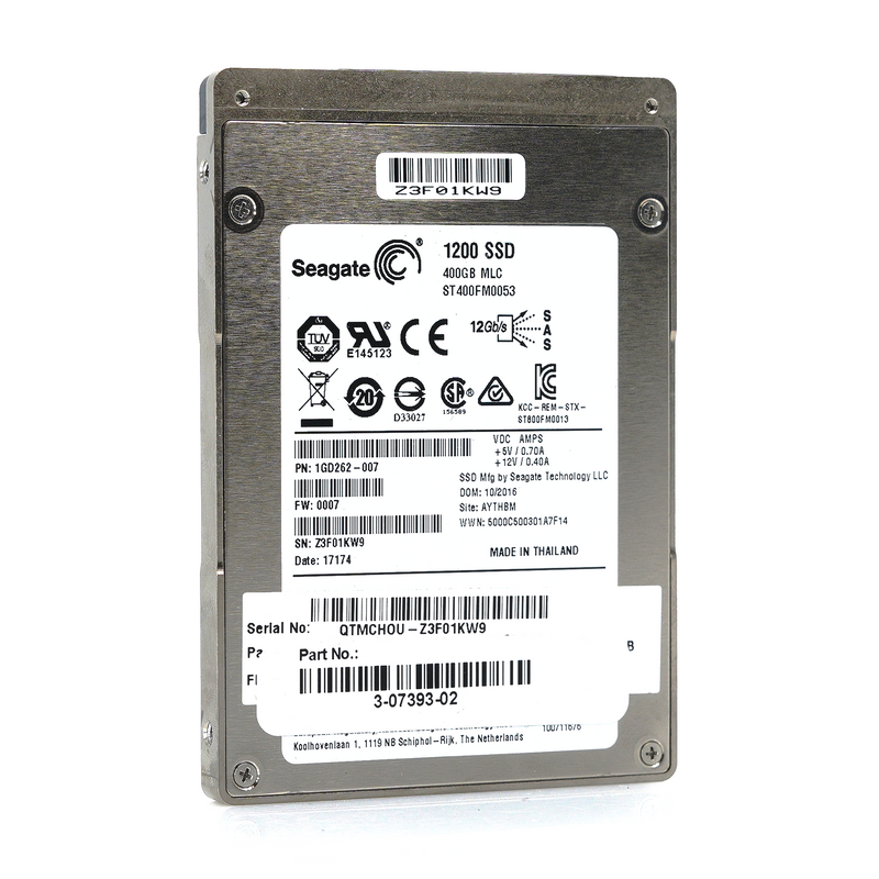 Seagate 1200 SSD ST400FM0053 400GB SAS 12Gb/s MLC High Endurance 10DWPD 2.5in Refurbished SSD - Front Angle